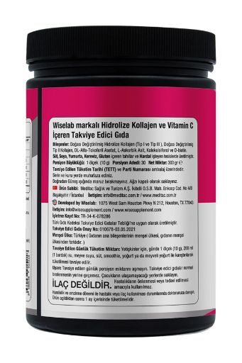 Wiselab Beauty Collagen Powder Tip123 Vitamin C 300gr resmi